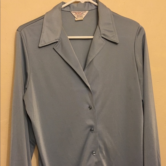 Sears Perma Prest Soft Shirt Button Down LT BLUE - Picture 2 of 5